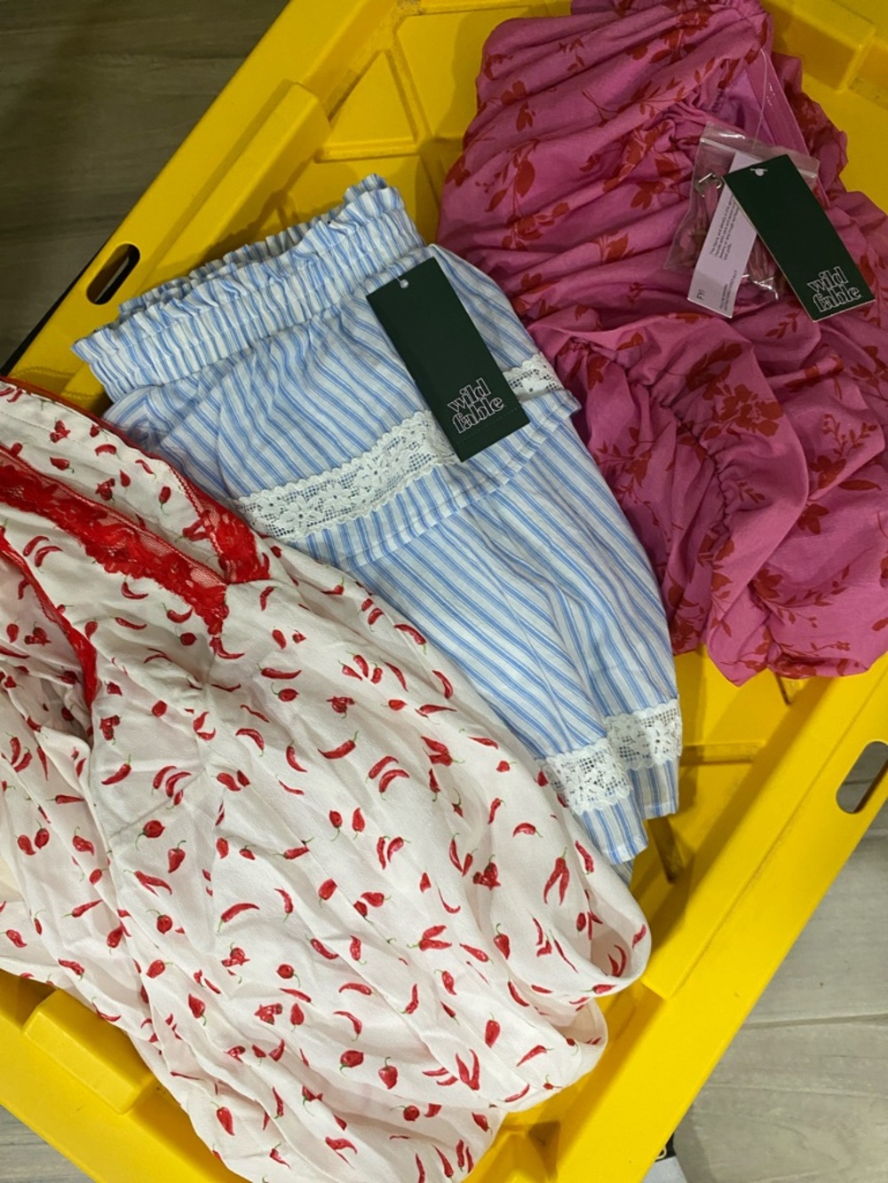 Wild fable Girls Blue & White Striped Lace-Bundle New